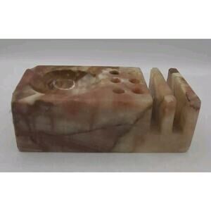 Onyx Stone Ashtray Pen Cigarette Letter Holder Desk Piece‎